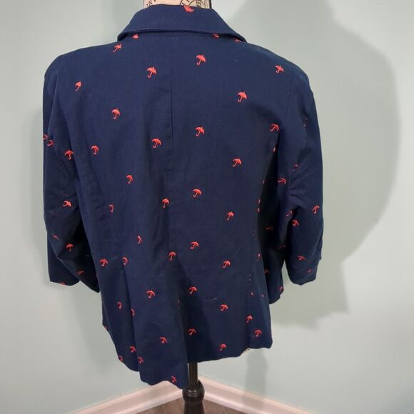 Modcloth Legendary Lifestyle Umbrella Blazer Cotton Blend Size 26 3/4 sleeve - Picture 2 of 6